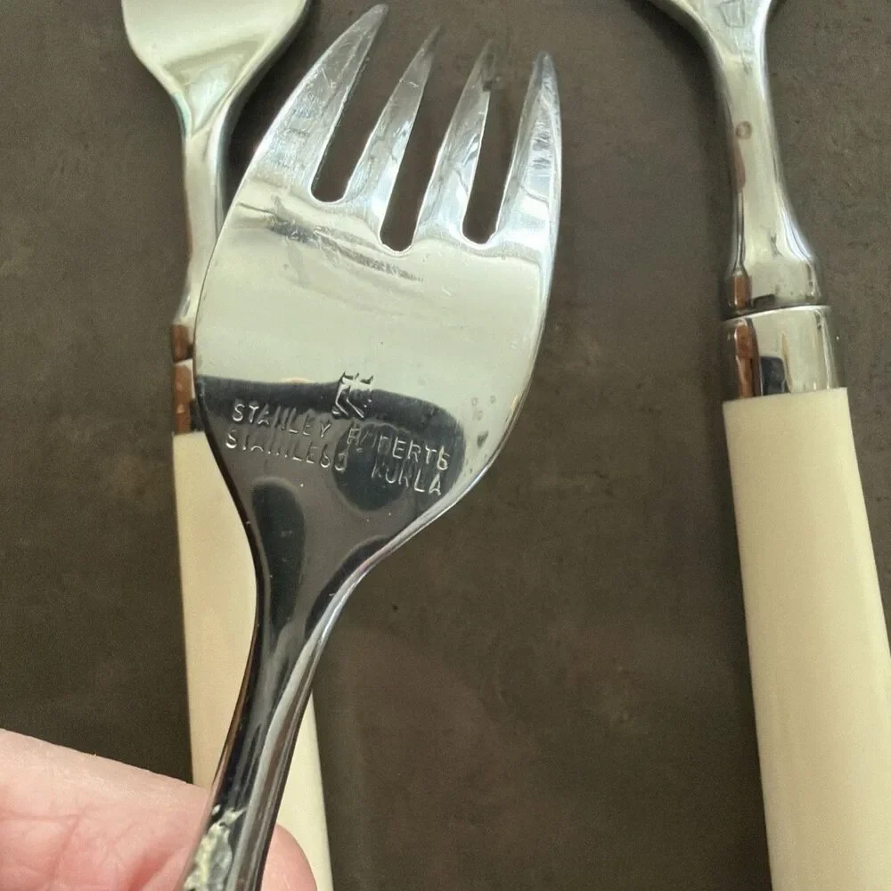Set Of 3 Stanley Roberts Spectrum Ivory Stainless SALAD FORKS 6 3/4